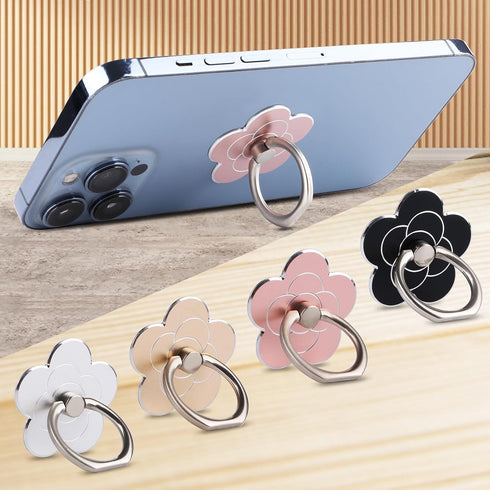 KINMINGZHU 4pcs Flower,360 180Angle Cell Phone Ring Stand,Cell Phone Ring Holder Rotate and Adjustable Metal Finger