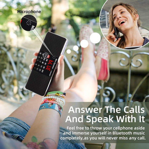PRUNUS J-288 Portable AM FM Radio with Bluetooth Speaker, Sleep Timer, Power-Saving Display, Ultra-Long Antenna, AUX