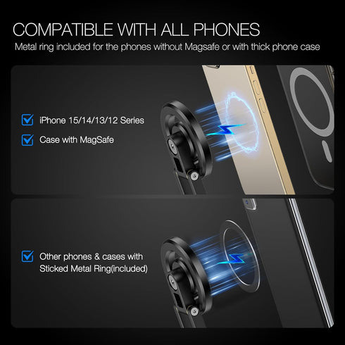 Magnetic Pocket Phone Tripod, Foldable Compatible with MagSafe iPhone 15/14/13/12 Plus Pro Max Series, All in One Desk