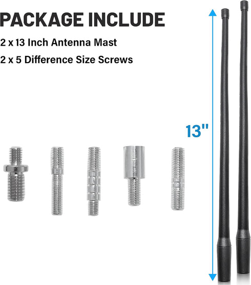 Anina 2PC 13 Inch 1998-2022 Antenna Mast for Harley Davidson Motorcycle Aerial Antenna for FM/AM Radio Signal Reception