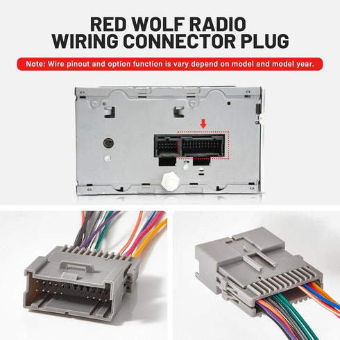 2002-2008 RED WOLF Stereo Wiring Harness Fit for GMC Envoy Sierra Chevy Silverado Impala Aftermarket Stereo Radio Wire