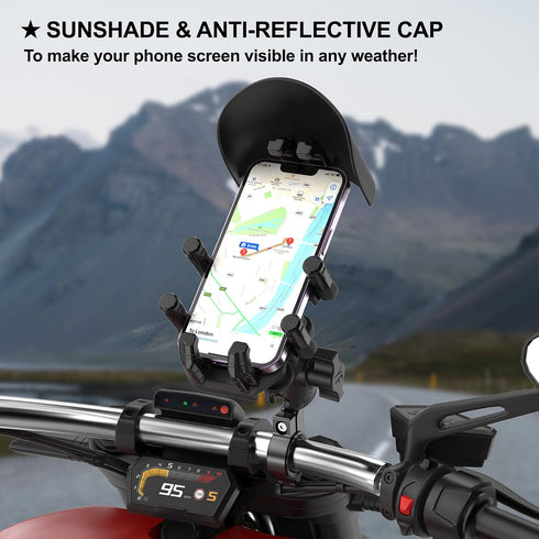 iMESTOU Anti-Vibration Motorcycle Phone Mount, Shock Damping Cellphone Holder with 720° Rotatable 1" Ball Base