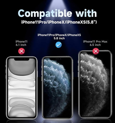 MAGIC JOHN 2 Pack Privacy Glass Screen Protector for iPhone 11 Pro/X/XS 5.8 inch, Auto Dust-Elimination, Bubble Free