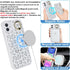 iPhone 12 pro case with Card Holder, iPhone 12 Phone Case Wallet for Women magsafe Compatible Wallet Detachable 2-in-1 for Men-White Leopard