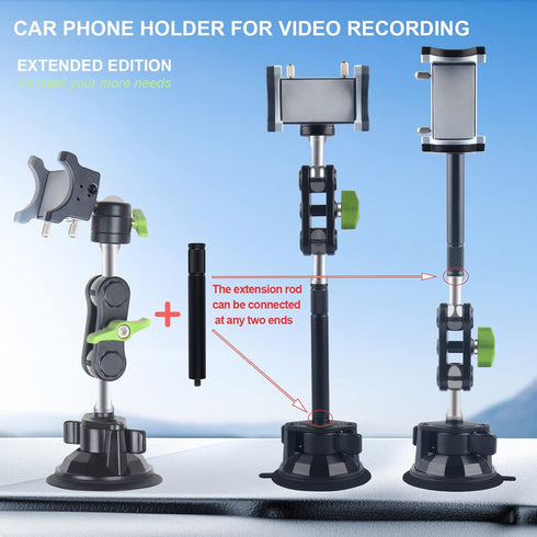 leepiya Car Phone Mount for Video Recording, Universal Magic Arm Suction Holder for All Smartphones & Cars