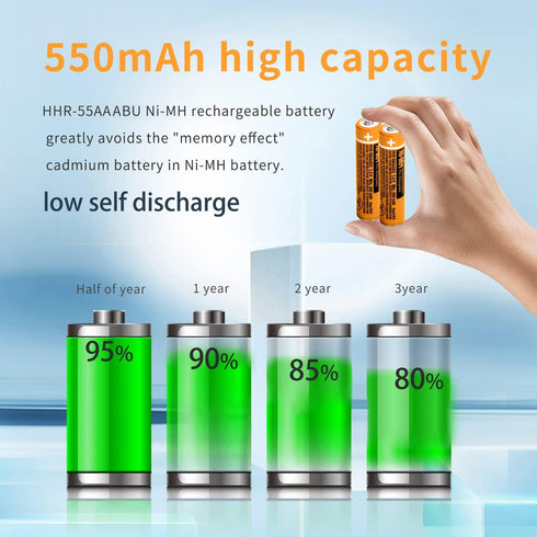 4PCS NI-MH AAA Rechargeable Battery, 1.2V 550mAh for Panasonic Cordless Phone, HHR-55AAABU Replacement