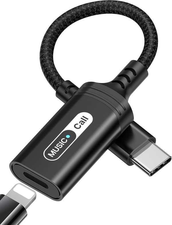 USB C to Lightning Headphone Audio Adapter for iPhone 15, iPad Pro 10, Air 5, Mini 6, MFi Certified Converter