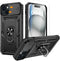 Goton iPhone 15 Case with Screen Protector - Heavy Duty Shockproof Bumper, Slide Camera Cover & Ring Stand, Black