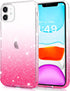 JJGoo iPhone 11 Case, Pink Gradient Clear Glitter Sparkle Shock Absorption Protective Slim Thin Cover