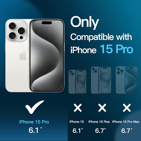JETech Full Coverage Screen Protector for iPhone 15 Pro 6.1-Inch, 10-Second Super Easy Installation with One-Step Alignment Tray, Bubble-Free Tempered Glass Film, HD Clear, 2-Pack