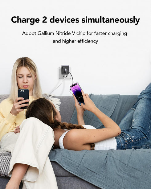 Retractable Wall Charger, 35W PD Fast USB Charger Block with Retractable Lightning Cables for iPhone, Portable Charger