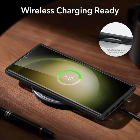 ESR Galaxy S23 Ultra Case - Slim, Military-Grade Protection, 3 Stand Modes, Boost Kickstand, Black Cover.
