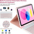iPad 10th Generation Case with Keyboard, Detachable Bluetooth Keyboard Case with Pencil Holder, Pink