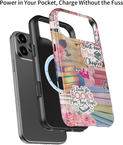 LUMARKE 17 for iPhone Pro Case Cute,Aesthetic Bookshelf Flower Coqueete Girly Shell,Compatible with Magsafe,Trendy Cool
