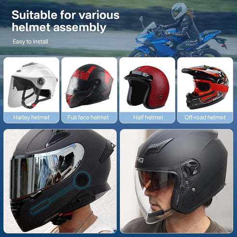 Motorcycle Helmet Bluetooth Headset - Outdoor Waterproof Sports Hands Free Speakers, 15 Hours Playing Time