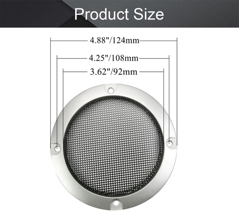 Fielect 2 Pcs 4" Speaker Grill Mesh - Decorative Circle Woofer Guard Protector Cover with 8 Screws (Silver)