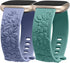 Minyee 2 Pack Floral Engraved Band for Fitbit Versa 4/Versa 3/Sense 2/Sense, Cute Embossed Silicone Wildflower Design