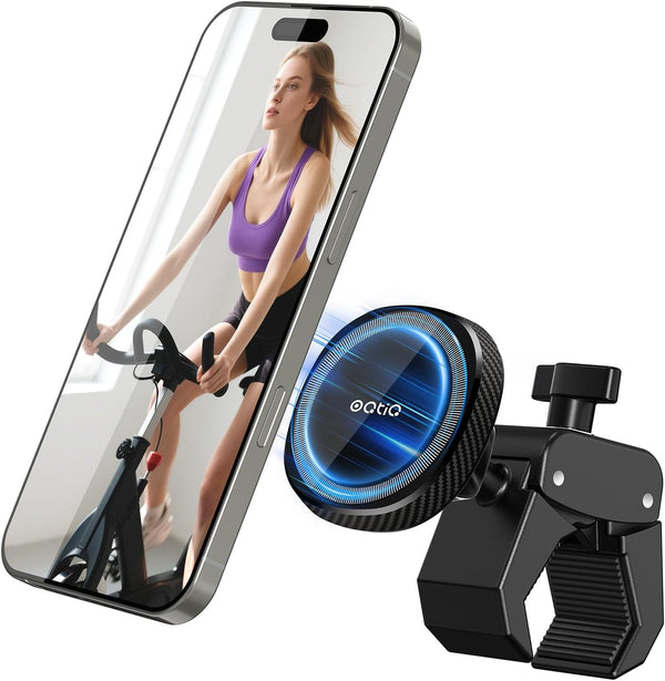 OQTIQ Phone Holder for Peloton Exercise Bike, Heavy-Duty Clamp & 17 N54 Strong