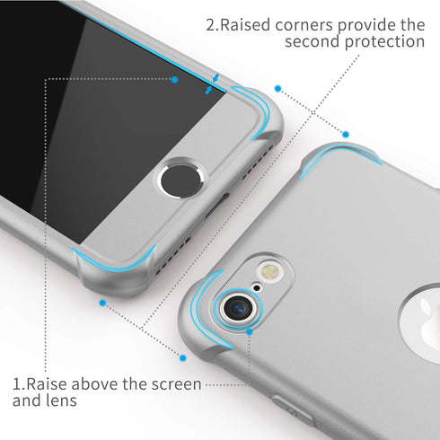 ORETECH Designed for iPhone SE 2022 Case with 2 x Tempered Glass Screen Protector, 360° Full Body Protection (Silver)