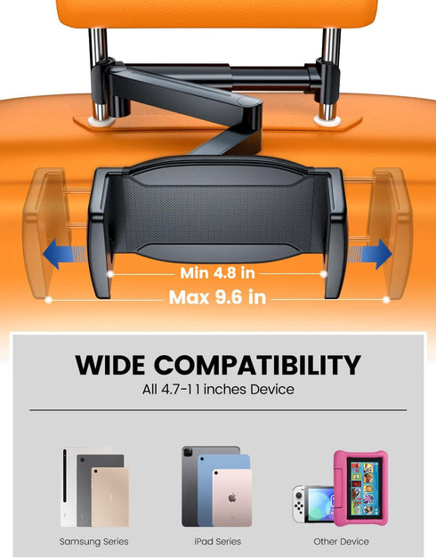 eSamcore Back Seat iPad Car Holder, 1.57" Extra Deep Clamp for 4.7"-11" Tablets, Road Trip Essentials for Kids