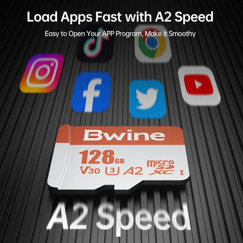 Bwine 128G 100MB/s, 4K 1 Micro SD Card, Read Speed up to UHD Video Support, Compatible with Digital Camera, Drone