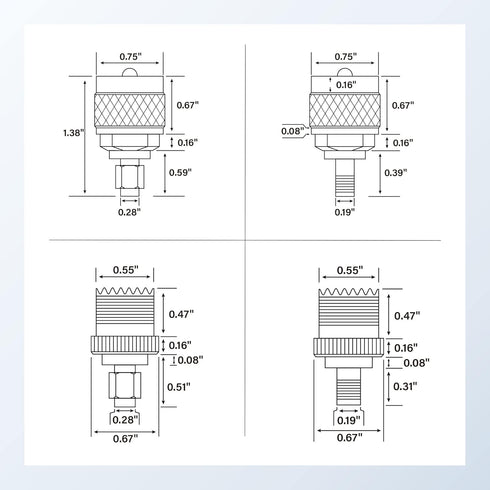 Anina 4pc SMA - UHF FR Coaxial Connector Kit, SMA to PL259 UHF VHF Crimp Coax Adapter for CB Radio