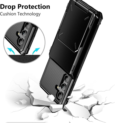 Vofolen Wallet Case for Samsung Galaxy S24+ with Card Holder, 4-Card Heavy Duty Shockproof Cover, Black