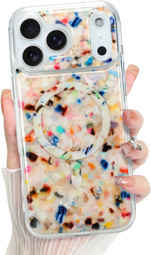 Bonoma for iPhone 17 Pro Max Case 2025, Sparkly Luxury Marble Back, Magnetic