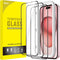 JETech Full Coverage Screen Protector for iPhone 15 6.1-Inch, Black Edge Tempered Glass Film, 3-Pack, Case-Friendly