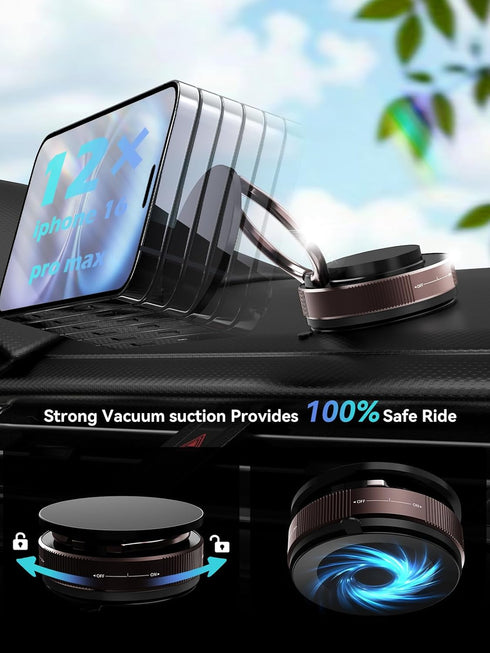 UOBODER 360 17 16 Vacuum Magnetic Phone Holder, Magnetic Suction Phone Mount for MagSafe Case, Hands-Free Suction Cup