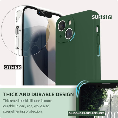 SURPHY iPhone 13 Mini Case, Clover Green, with Screen Protector, Liquid Silicone Phone Case, Camera Protection, 5.4
