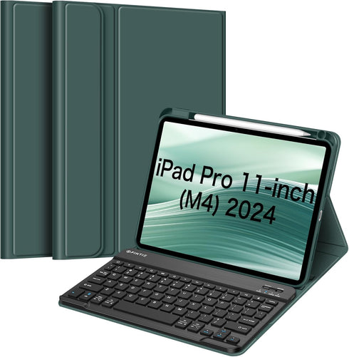 Fintie Keyboard Case for iPad Pro 11-inch M4 (2024), Protective Soft TPU Back Stand Cover with Pencil Holder,