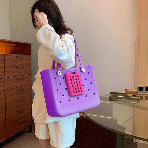 PARBEE Phone Holder for Bogg Bag, Silicone Pink Holder Keeps Your Phone Handy in Tote Bag, Accessory Charm Insert
