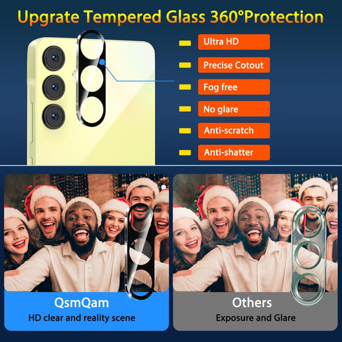 Samsung Galaxy A35 - 3 Pack Ultra HD Tempered Glass Screen & Camera Lens Protectors, 9H Hardness, Anti-Scratch, Easy