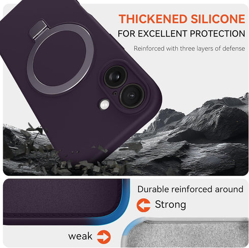 Vanxiliiy 17 17 Compatible with iPhone Case Stand, Slim Comfortable Liquid Silicone Phone Cases Fit for iPhone