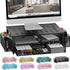 gianotter Desk Computer Monitor Stand Riser with Drawer and 2 Pen Holders, Black Desk Organizer for Office