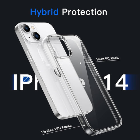 JETech Non-Yellowing Shockproof Phone Bumper Cover for iPhone 14 6.1-Inch, Anti-Scratch Clear Back - Clear