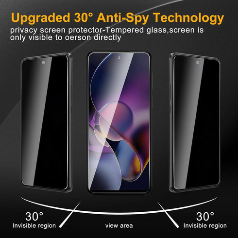 3 Pack Privacy Screen Protector for Motorola Moto G Stylus 5G 2024, Anti Spy Tempered Glass 9H Hardness, Black, Bubble