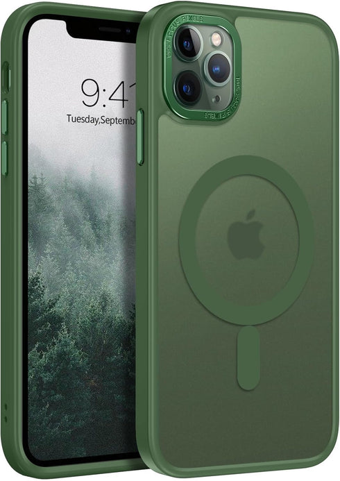 BENTOBEN iPhone 11 Pro Max Case - Dark Green, Translucent Matte, Shockproof, MagSafe Compatible, 6.5" Protective Cover.
