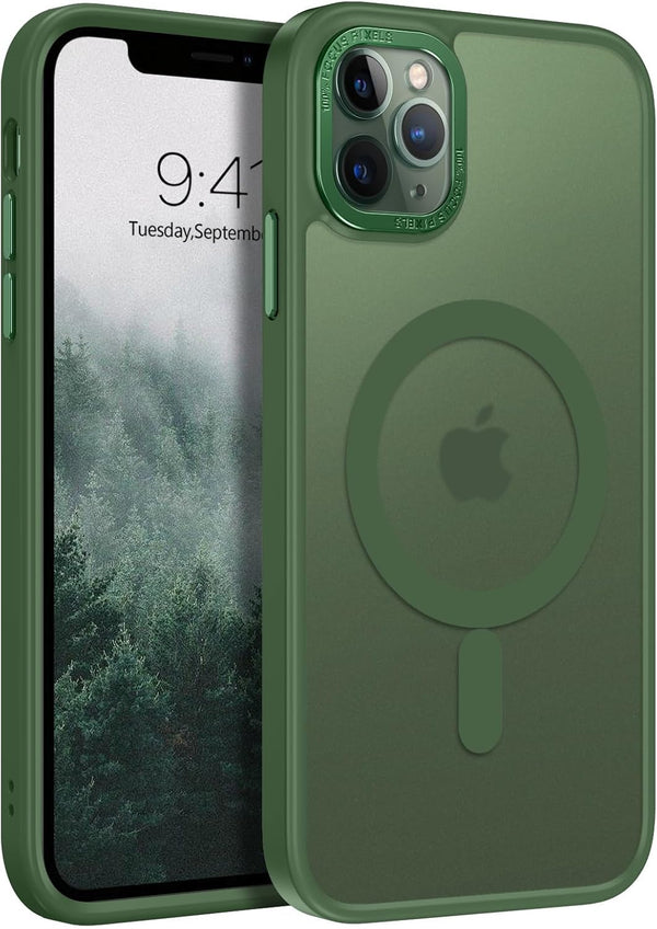 BENTOBEN iPhone 11 Pro Max Case - Dark Green, Translucent Matte, Shockproof, MagSafe Compatible, 6.5" Protective Cover.