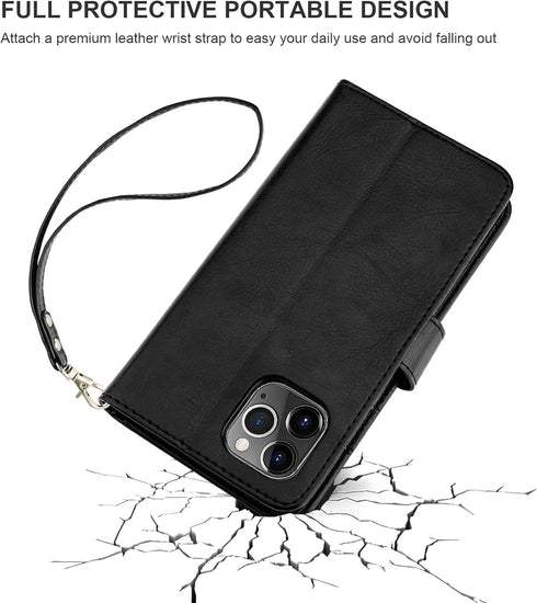 Bocasal Wallet Case for iPhone 11 Pro, Magnetic Detachable Kickstand, Shockproof, Card Holder, Removable Flip Cover,