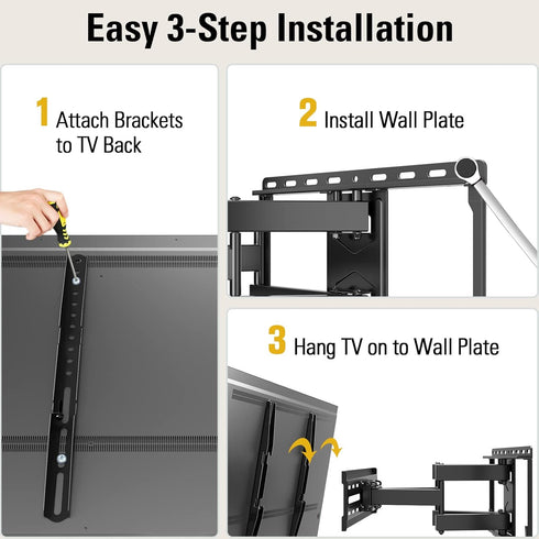 Mounting Dream TV Wall Mount for 32-65 Inch TV, Full Motion with Swivel and Tilt, Articulating Dual Arms, Max VESA