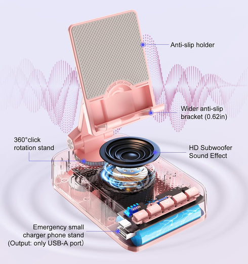 Joymate 360 Gifts for Men Women, Phone Stand with Bluetooth Speaker and Charging Function Rotable Angle Adjustable Cell