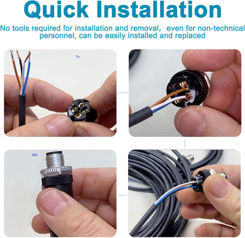 M12 5 Pin Male & Female Socket Panel Aviation Wire Connector, 12mm Industrial Circular Connector, Outdoor Waterproof