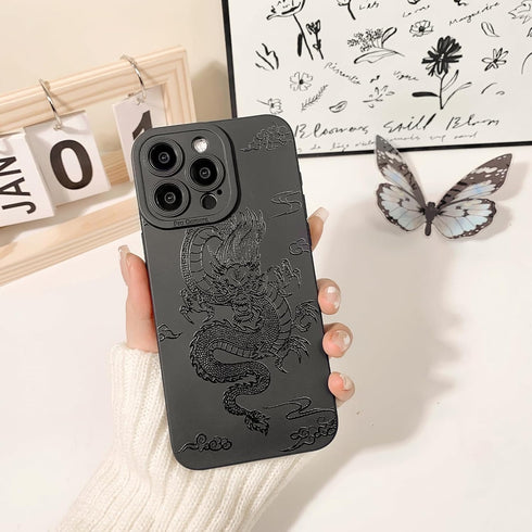 Cute Cool Dragon Design Case for iPhone 14 Pro Max, Soft TPU Shockproof Protective Girly Case for Girls Women