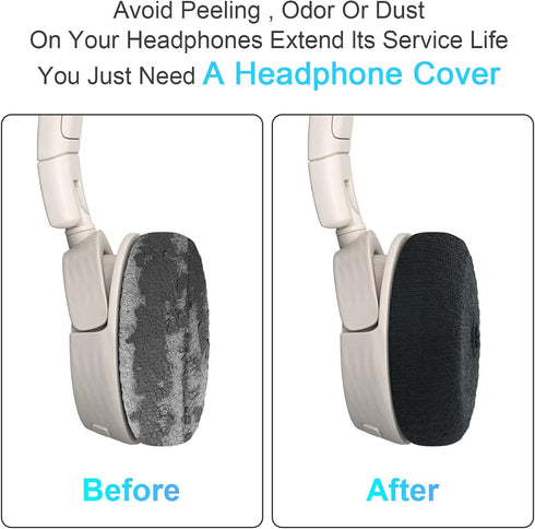 PChero 2 Pairs Headphone Ear Pads Covers with Stretchable Knit Fabric, Washable Earcup Protectors for On-Ear Headset
