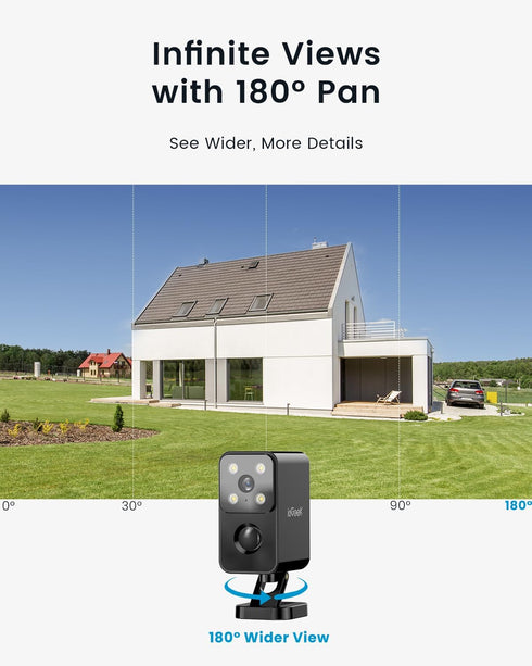ieGeek 180, 2K 2-Way Talk,IP66 Outdoor Camera Wireless Home Security Cameras Pan Rotating Battery Powered WiFi Security