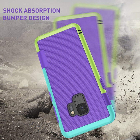 Jeylly Galaxy S9 Case with 2 Pack HD Soft Screen Protector, Ultra Slim One-Piece Anti-Slip Rugged Soft TPU Bumper