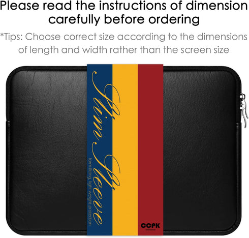 14" Laptop Sleeve Compatible with 13 Inch MacBook Air Pro, HP 14 Inch Laptop Cover, Waterproof PU Leather, Black
