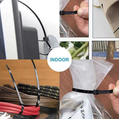 Zip Ties Assorted Sizes (4”+6”+8”+12”), 400 Pack Black Cable Ties by ANOSON